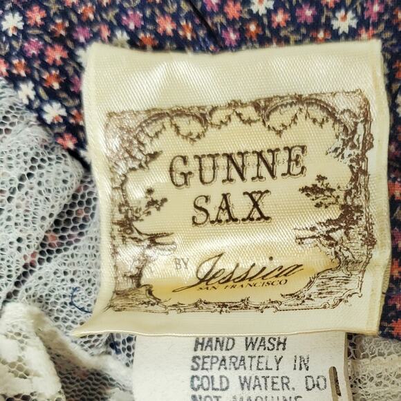 Gunne Sax Rare Prairie Boho Purple Floral Calico Dress Sz 5 vintage gold label - Picture 11 of 14